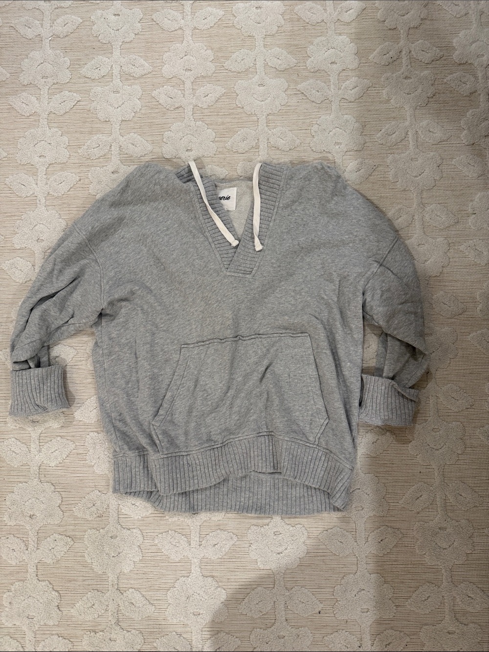 Aerie Gray Pullover Hoodie with V-Neck
